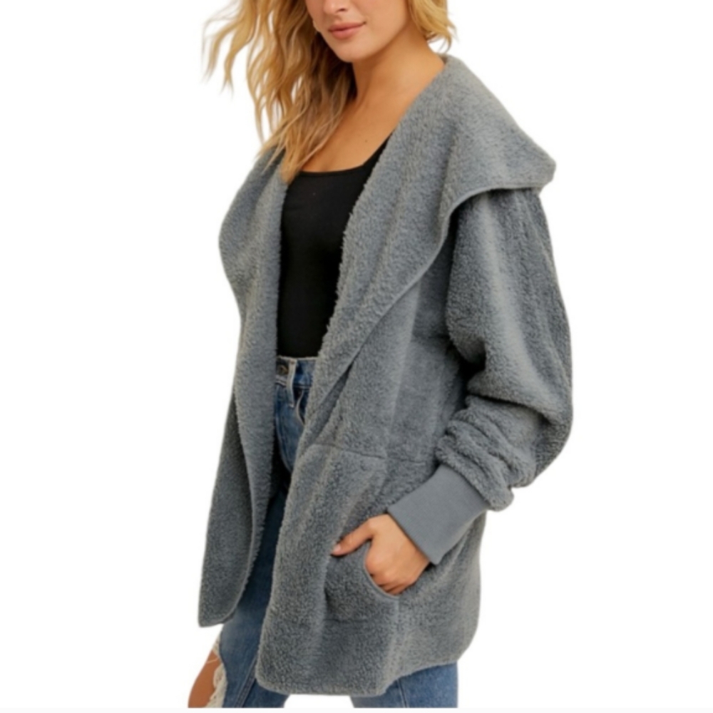 Elegant Gray Teddy Jacket for Women